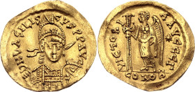 Roman Empire Basiliscus AV Solidus 475 - 476 AD

RIC# 1024; Gold 4.43 g.; Basiliscus (475-476); Constantinople Mint; Obv: D N bASILISCµS P P AVG, he...