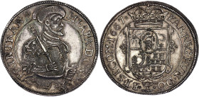 Transylvania Taler 1667 RRR

Dav. 4786; Resch 63.; Silver 27.69 g. ; Prince of Transylvania Michael Apafi, 1661-1690. Reichstaler 1667, Kronstadt. 2...