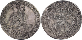 Transylvania Taler 1684

Dav. 4820; Resch 255.; Silver; Prince of Transylvania Michael Apafi, 1661-1690. Reichstaler 1684 (year changed in stamp fro...