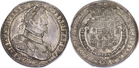 Austria 2 Taler 1625 Graz

Dav. unlisted.; Silver; Ferdinand II, 1592-1618-1637. Breiter Doppelter Reichstaler 1625, Graz. 56,35 g. Abschlag von den...