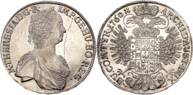 Austria Taler 1760

KM# 1742, Dav. 1120, N# 39154; Silver, Prooflike; Maria Theresia; Hall Mint; UNC 1st strike with scratch