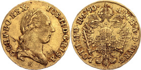 Austria Dukat 1790 E Error - Planchet Flaw

KM# 1873, N# 33435; Gold (.986) 3.49 g.; Joseph II; Karlsburg Mint; XF
