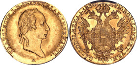 Austria Dukat 1830 A PCGS MS63

KM# 2171, N# 33430; Gold (.986) 3.49 g.; Franz I; Vienna Mint