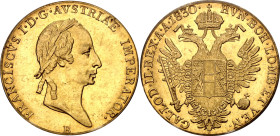 Austria Dukat 1830 B PCGS AU53

KM# 2171, N# 33430; Gold (.986) 3.49 g.; Franz I; Kremnitz Mint