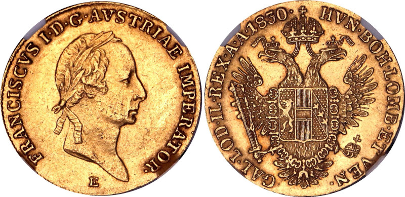 Austria Dukat 1830 E Ex. George Dunn NGC AU58

KM# 2171, N# 33430; Gold (.986)...
