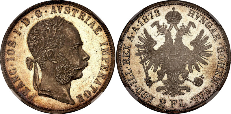 Austria 2 Florin 1873/72 NGC MS64+ Top Pop

KM# 2233, N# 33640; Silver; Franz ...