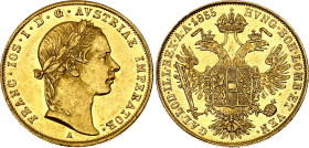 Austria Dukat 1855 A

KM# 2263, N# 33653; Gold (.986) 3.49 g.; Franz Joseph I, Mint: Vienna; AUNC