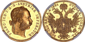 Austria Dukat 1891 NGC MS64

KM# 2267, Schön# 1, N# 26247; Gold (.986) 3.49 g, 20 mm; Franz Joseph I; Vienna Mint; UNC with full mint luster