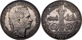 Austria 2 Vereinsthaler 1857 A Sudbahn PCGS MS61

X# M10, Her# 821, N# 15153; Silver; Franz Joseph I; Completion of the South Austrian Railways - Vi...