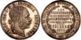 Austria Gulden 1875 Pribram Mine Opening PCGS MS63

X# 2, N# 33434; Silver; Franz Joseph I; PříbraMS ký Zlatník; Pribram Mine - 1000 Meters Depth re...