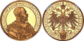 Austria 4 Dukat 1885 "Shooting Festival in Innsbruck Gold Prize" NGC PF63 ULTRA CAMEO Top Pop

Morosini# 1680, J# 298, Frühwald# 1914; Gold 13.95 g,...