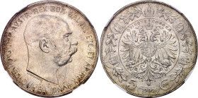 Austria 5 Corona 1909 NGC MS63

KM# 2813, N# 12315; Large head; Silver; Franz Joseph I; UNC with mint luster & nice toning