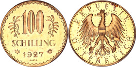 Austria 100 Schilling 1927 PCGS PL63

KM# 2842, Fr# 520, N# 15149; Gold (.900), Prooflike; Mintage: 68746 pcs.; UNC