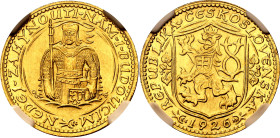 Czechoslovakia 1 Dukat 1926 NGC MS64

KM# 8, Fr# 2, N# 19852; Gold (.986) 3.49 g.; Mintage: 58669 pcs.; UNC with full mint luster