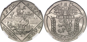 Czechoslovakia 4 Dukat 1928 (1974) Artia CuNi Trial Strike NGC MS67

Copper-Nickel; By Otakar Španiel; 10th Anniversary of Czechoslovakia; "Jsem raž...