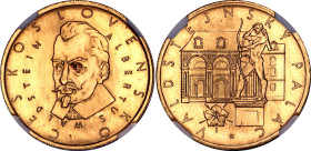 Czechoslovakia Gold 3 Dukat Medal "Albrecht von Wallenstein - Wallenstein Palace" 1974 (ND) NGC MS65

Gold (.986) 10.45 g.; By Z. Kolářský; Kremnitz...