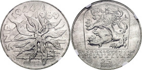 Czechoslovakia 25 Korun 1969 NGC MS66 Top Pop

KM# 67, N# 39932; Silver; 25th Anniversary - Slovak National Uprising; Mintage: 25000 pcs.