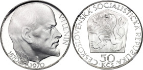 Czechoslovakia 50 Korun 1970 NGC PF68 Ultra Cameo

KM# 70, N# 20188; Silver, Proof; 100th Anniversary - Birth of Vladimir Lenin; Mintage: 6200 pcs.