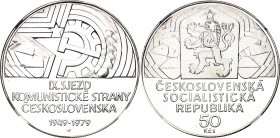 Czechoslovakia 50 Korun 1979 NGC PF68 Cameo

KM# 98, N# 12643; Silver, Proof; 30th Anniversary - IX Congress of the Communist Party; Mintage: 6000 p...