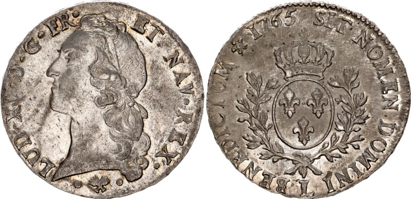 France Ecu 1765 L

KM# 512.12; Silver 29.05 g.; Louis XV, Bayonne Mint; UNC wi...