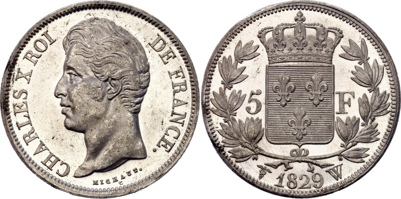 France 5 Francs 1829 W

KM# 728.13, N# 2111; Silver; Charles X; Lille Mint; AU...