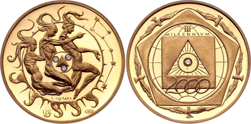 Italy Gold Medal "Millennium 2000" 1996

Gold (.917) 16 g, 30 mm, 4 diamonds, ...