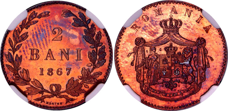 Romania 2 Bani 1867 HEATON NGC MS65 RB

KM# 2, N# 28283; Copper; Carol I; UNC ...