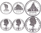 Lao Proof Set 1975 PCGS PR 69 DCAM

KM# 16.2; Silver, Proof; 2 x 5000 Kip and 10000 Kip. Savang Vatthana; Laotian maiden (w/o year) / Wat Phra Kio M...