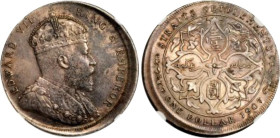 Straits Settlements 1 Dollar 1907 Possibly Undocumented Pattern Broadstruck Mint Error NGC UNC

KM# 26, N# 12779; Struck out of collar; Silver; Edwa...