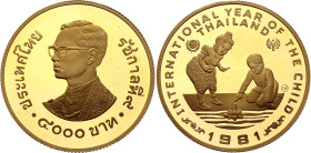 Thailand 4000 Baht 1981 BE 2524 CHI

Y# 153, N# 26007; Gold (.900) 17.17 g, Proof; Rama IX; International Year of the Child; Balerna Mint; Mintage: ...