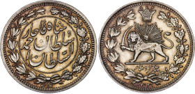 Iran 1000 Dinar 1912 AH 1330

KM# 1038, N# 36107; Silver; Ahmad Shah; Tehran Mint; UNC with mint luster & nice golden toning