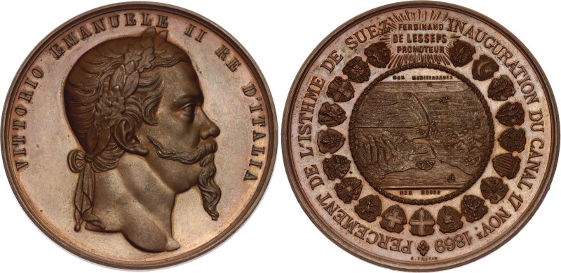 Egypt - Italy Bronze Medal "Vittorio Emanuele II - Inauguration of the Suez Cana...