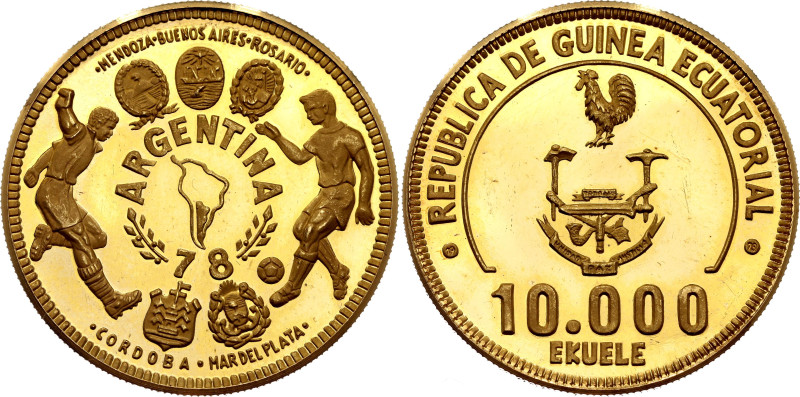 Equatorial Guinea 10000 Ekuele 1979 (ND) Rare

KM# 41, N# 86538; Gold (.917) 1...