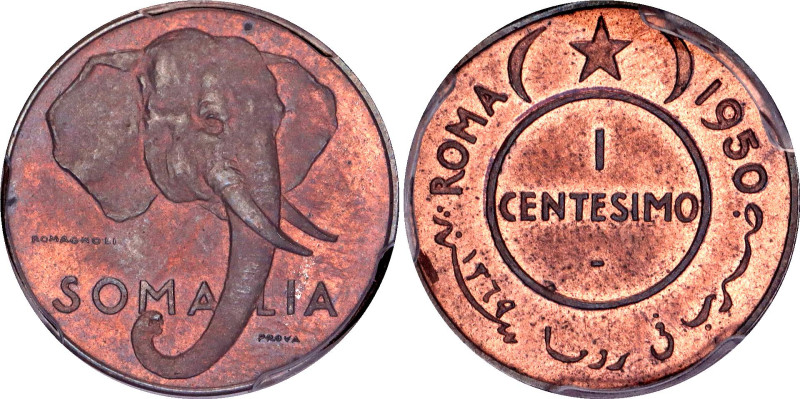 Somalia 1 Centesimo 1950 PROVA PCGS SP63 RB

KM# Pr1, N# 262305; Brass; Embrac...