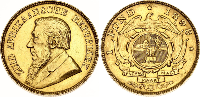 South Africa 1 Pond 1898

KM# 10.2, N# 9791; Gold (.917) 7.99 g.; Johannes Pau...