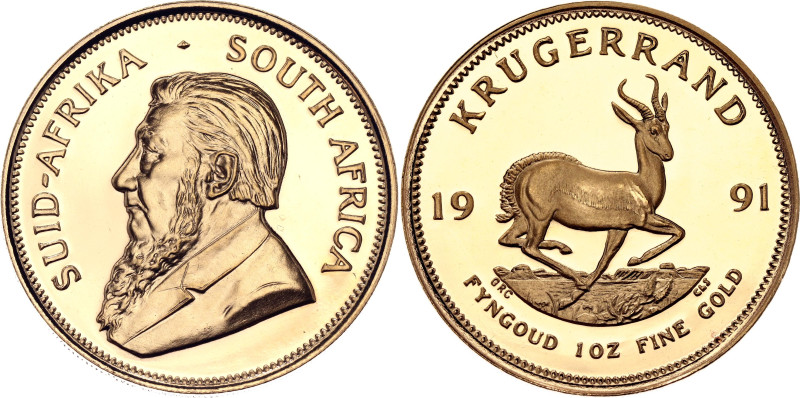 South Africa 1 Krugerrand 1991

KM# 73, Hern# K26, N# 6002; Gold (.917) 33.95 ...