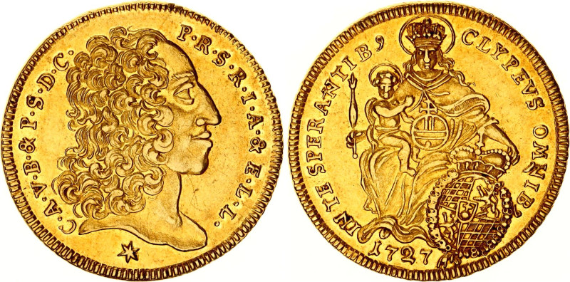 German States Bavaria Carolin 1727

KM# 408, N# 109483; Gold (.770) 9.79 g.; K...