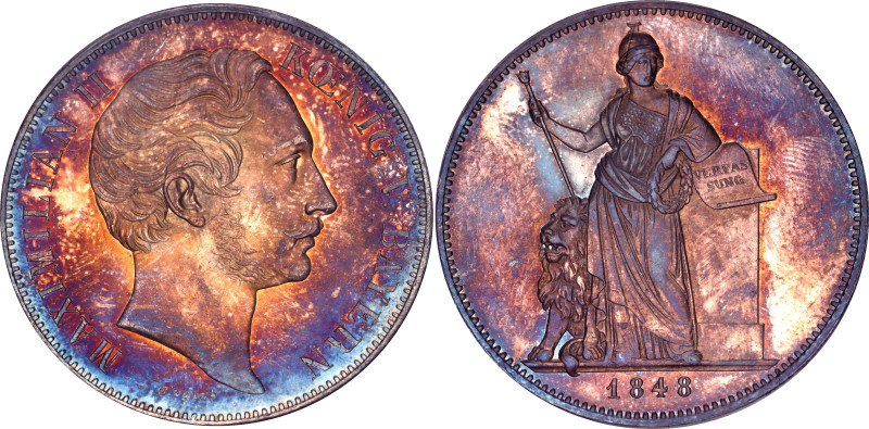 German States Bavaria 2 Taler 1848 PCGS MS63

KM# 830.1, Thun# 92, Dav GT III#...