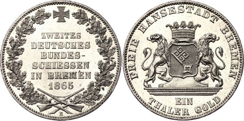 German States Bremen Thaler 1865

KM# 248, N# 20413; Silver, Proof; 2nd German...