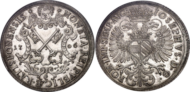 German States Regensburg Reichsstadt Taler 1706 NGC MS64

KM# 234, Dav# 2608; ...