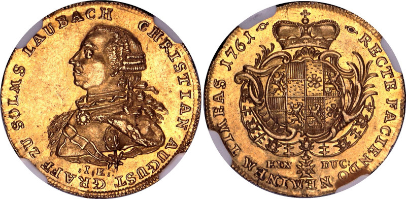 German States Solms-Laubach Dukat 1761 IE NGC MS62

KM# 26, Fr# 3292, Joseph S...