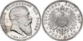 Germany - Empire Baden 5 Mark 1907 NGC PF66

KM# 279, J# 37, N# 21751; Silver, Proof; Death of Duke Friedrich I