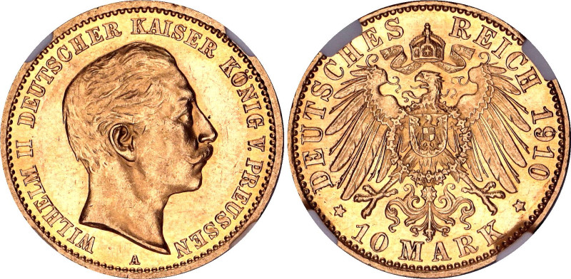 Germany - Empire Prussia 10 Mark 1910 A NGC MS62

KM# 520, J# 251, N# 32033; G...