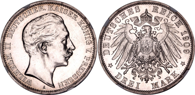 Germany - Empire Prussia 3 Mark 1909 A Proof NGC PF63

KM# 527, J# 103, AKS# 1...