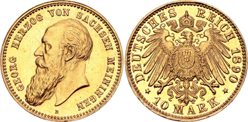 Germany - Empire Saxe-Meiningen 10 Mark 1890 D Proof

KM# 190, J# 278, N# 7423...