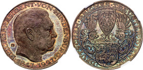 Germany - Weimar Republic 5 Reichsmark 1927 (ND) D Proof NGC PF65 CAMEO

Kienast# 386, N# 316554; Silver, Proof; By Karl Goetz; "80th Birthday of Pa...