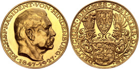 Germany - Weimar Republic 5 Reichsmark 1927 (ND) Gold Proof Pattern

Kienast# 386 Var, Schlumberger# 15, N# 316555; Gold (.990) 22.69 g, 36 mm, Proo...