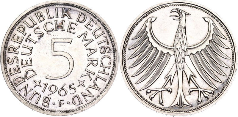 Germany - FRG 5 Deutsche Mark 1965 F Proof

KM# 112.1, N# 1933; Silver, Proof;...