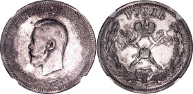Russia 1 Rouble 1896 АГ Coronation NGC MS62

Bit# 322, 1,75 R by Petrov, Conros# 314/1, N# 16508; Silver; "On the Coronation of the Emperor Nicholas...