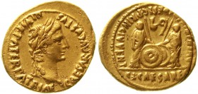Römische Goldmünzen Kaiserzeit Augustus, 27 v. Chr. - 14 n. Chr
Aureus 2/1 v. Chr., Lugdunum. Belorbeerter Kopf r./C L CAESARES AVGVSTI F COS DESIGN ...